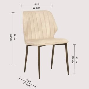 Lorenzo Noir Modern Dining Chair – in Cream Colour - Image 2