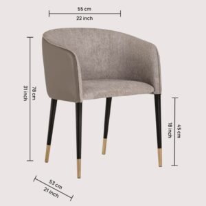 Avanti Luxe Upholstered Barrel-Back Dining Chair in Grey Colour - Image 2