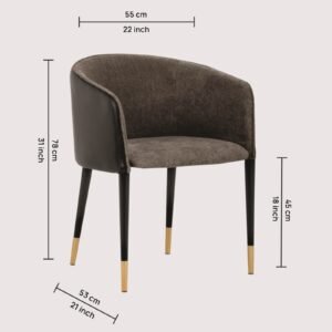 Avanti Luxe Upholstered Barrel-Back Dining Chair in Charcoal Grey Colour - Image 2